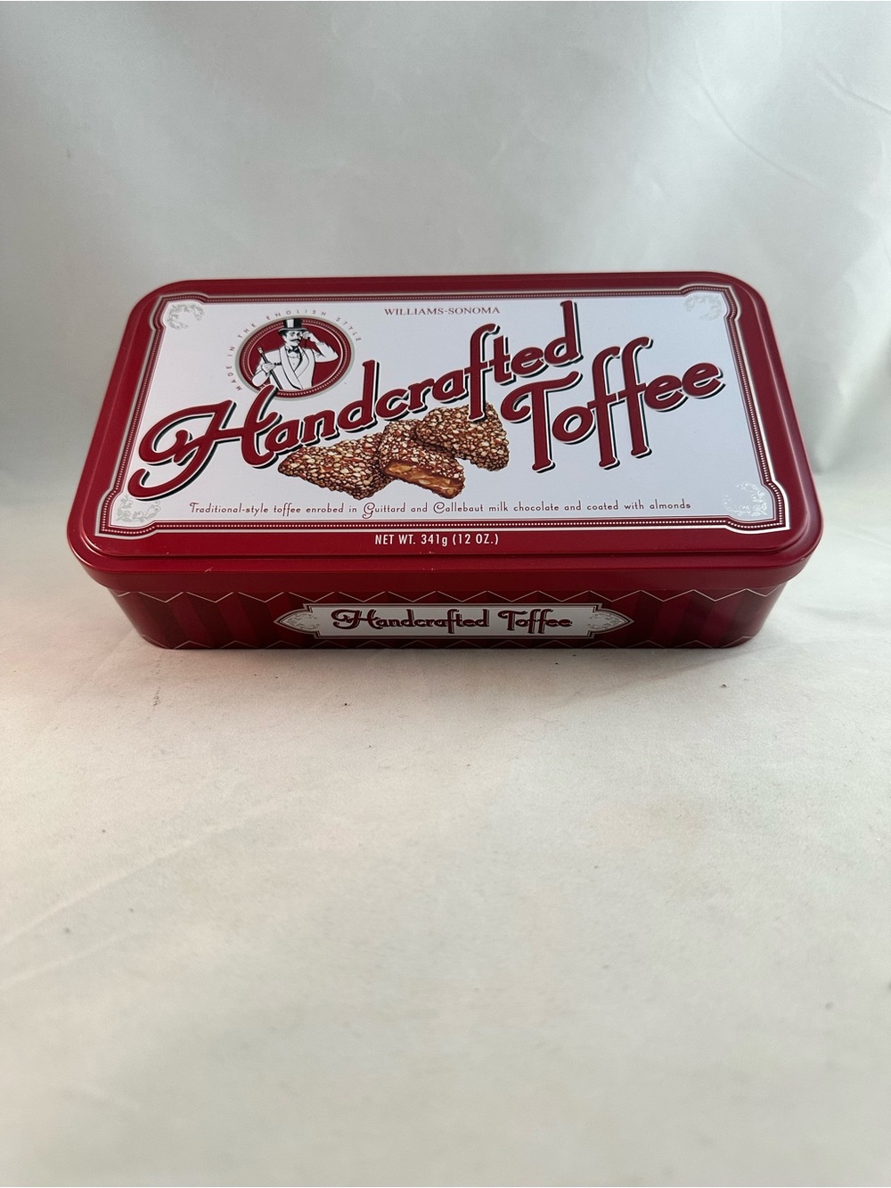 Williams Sonoma Handcrafted Toffee Tin - Red & White